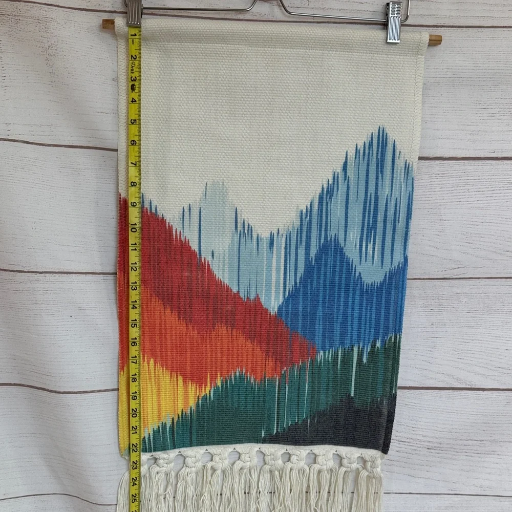 Colorful Mountain Tapestry Wall Hanging with fringe - boho 30